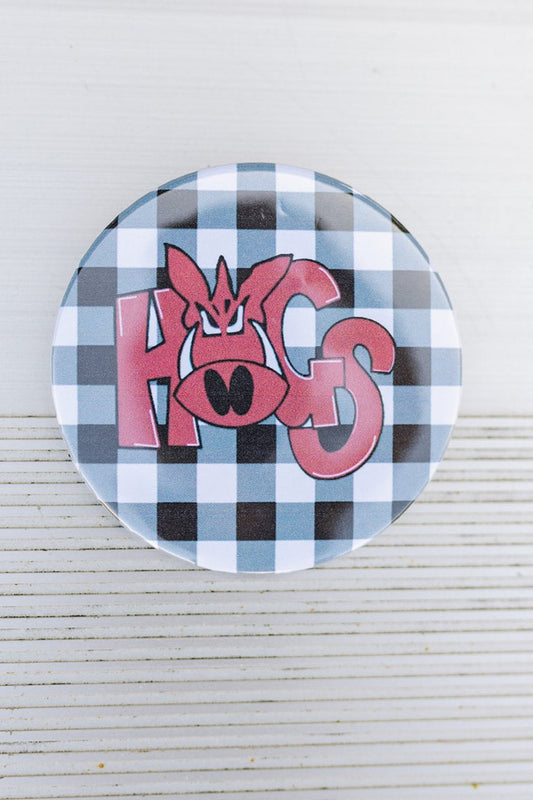 Arkansas Hogs Gingham Pin