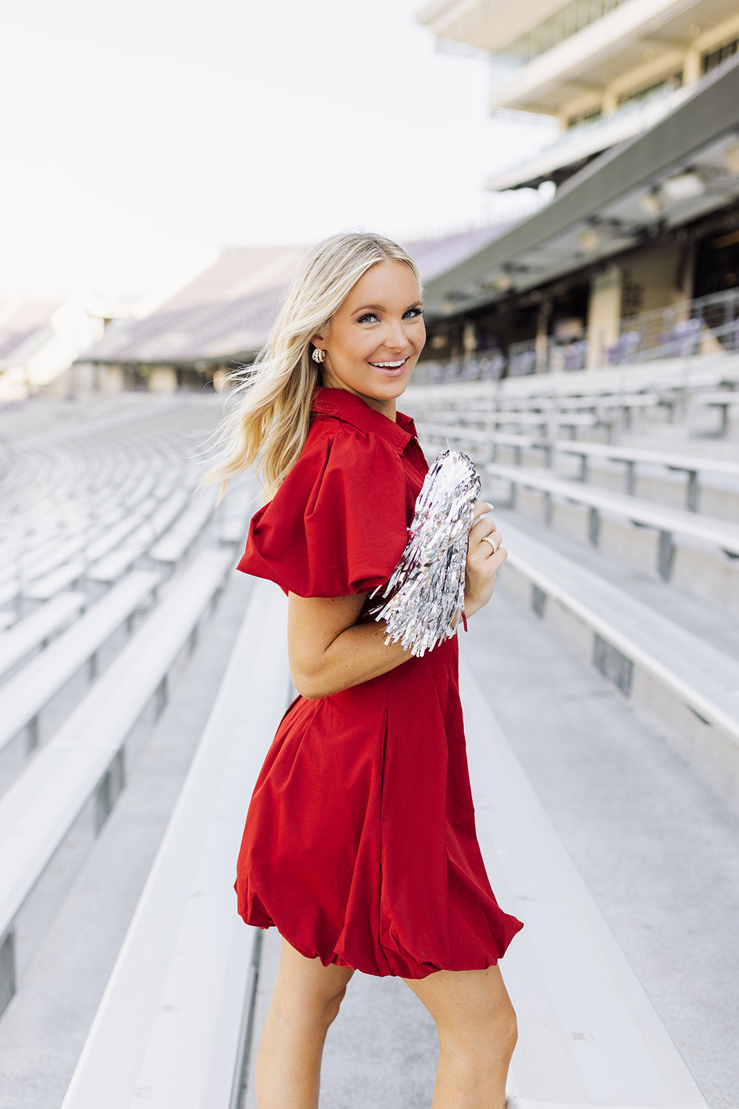 Crimson Bubble Zipper Dress