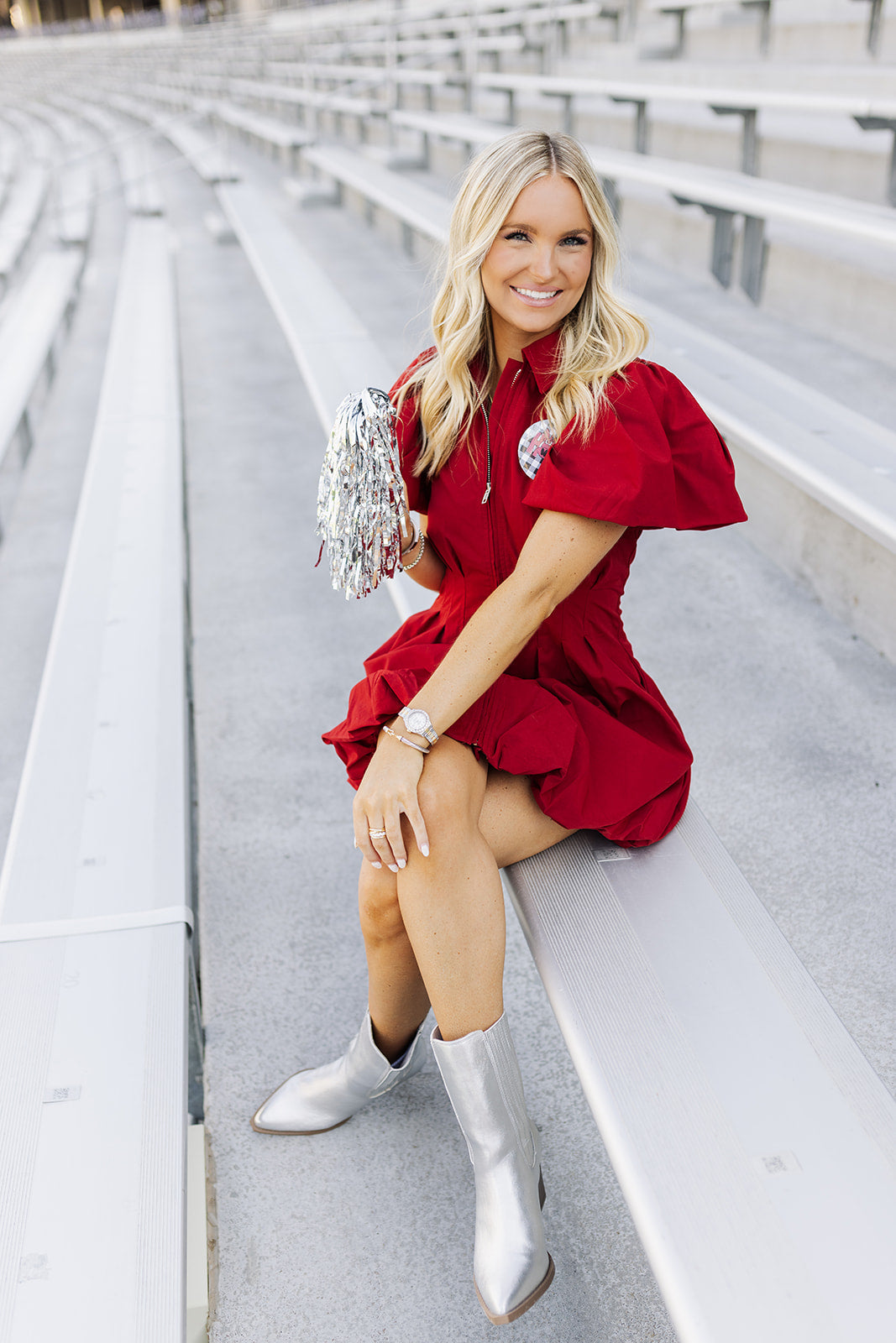 Crimson Bubble Zipper Dress