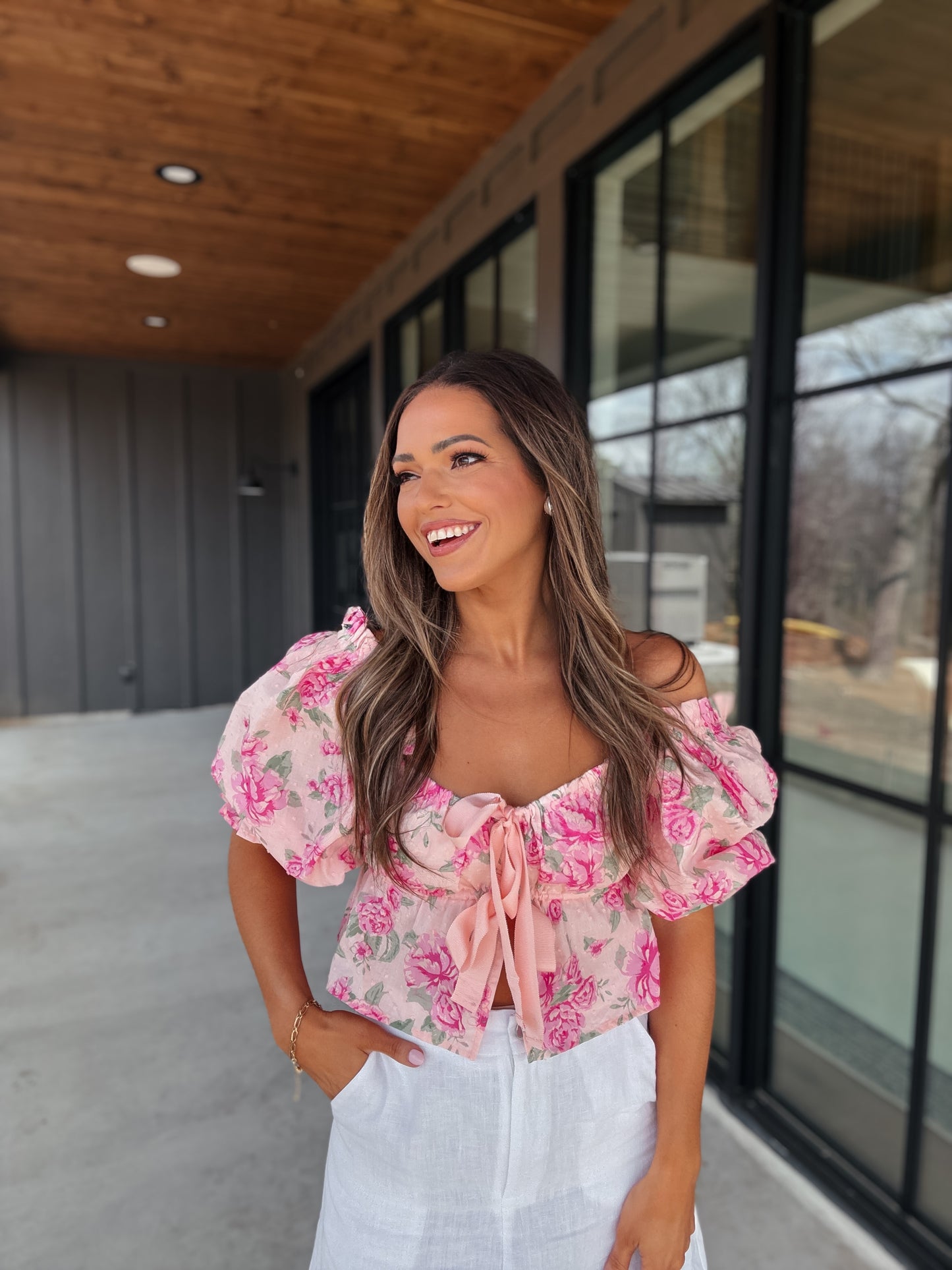 Lila Pink Bloom Crop Top