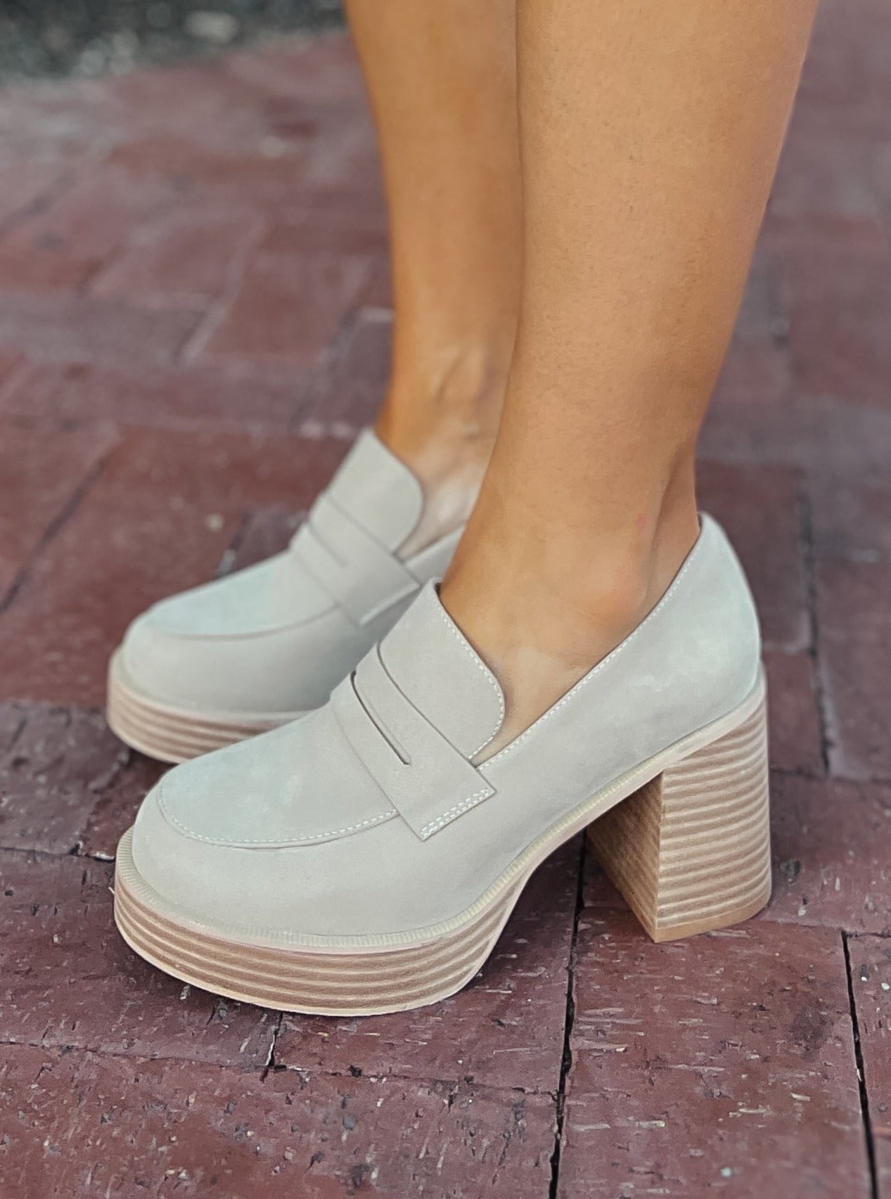 Taupe Platform Penny Loafers