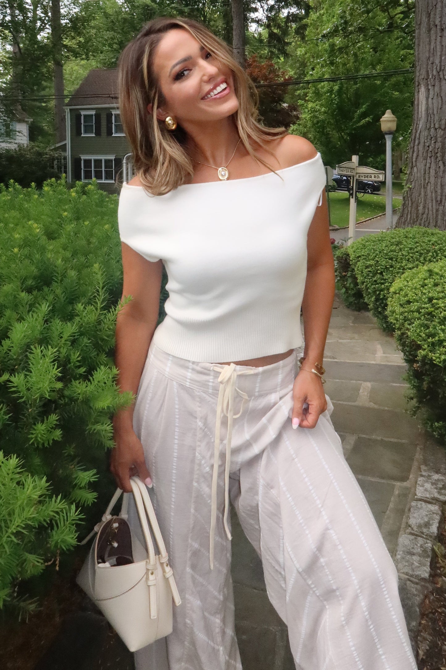 Parker Taupe Striped Pants