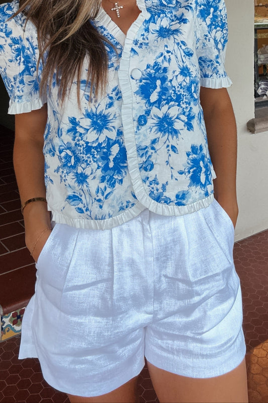 Lily White Linen Shorts