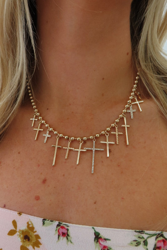 Gold Cross Charm Necklace