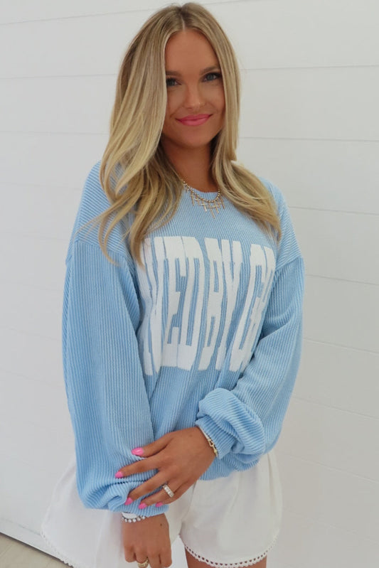 "SAVED BY GRACE" Baby Blue Pullover