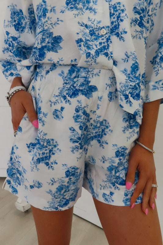 Hadley Blue and White Floral Shorts