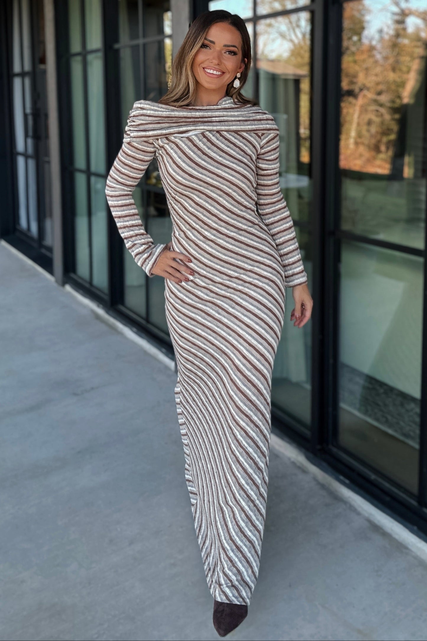 Heidi Striped Foldover Maxi Dress
