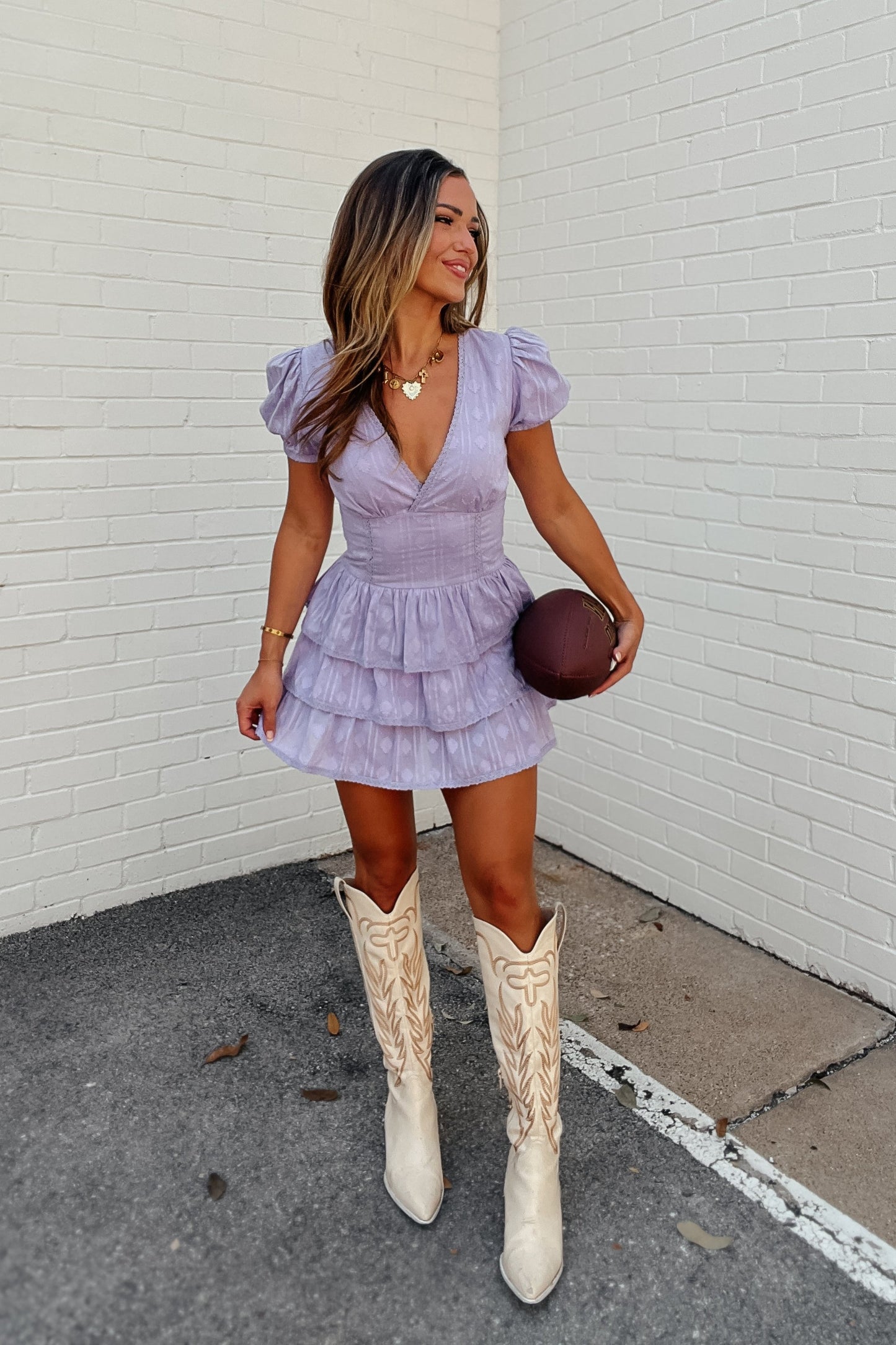 Lavender Tiered Ruffle Dress