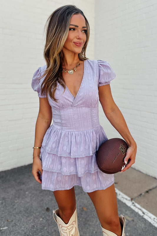 Lavender Tiered Ruffle Dress