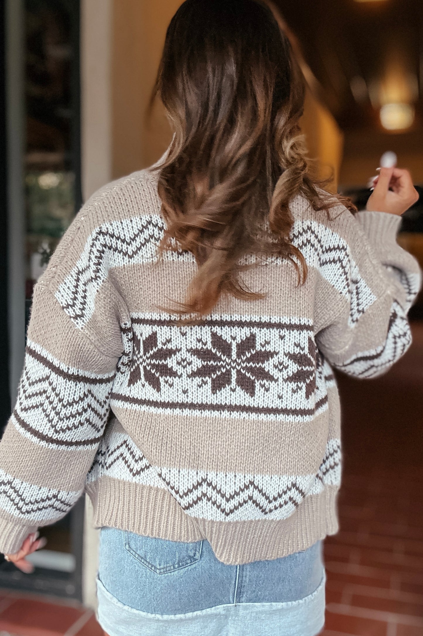 Jamie Long Sleeve Collared Fair Isle Sweater Jacket