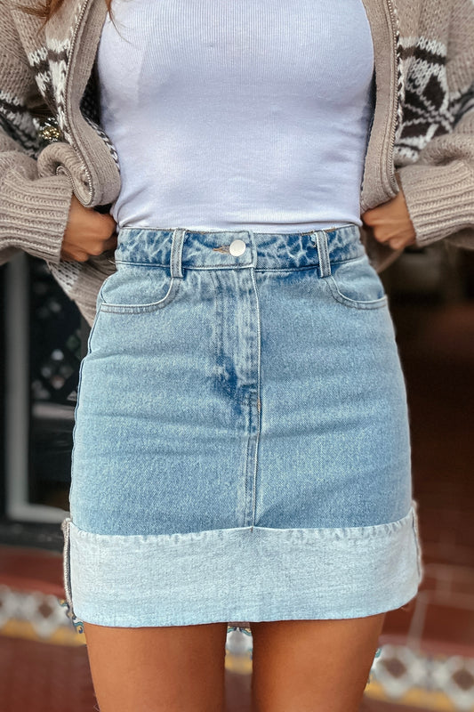 Jenna Cuffed Denim Skirt