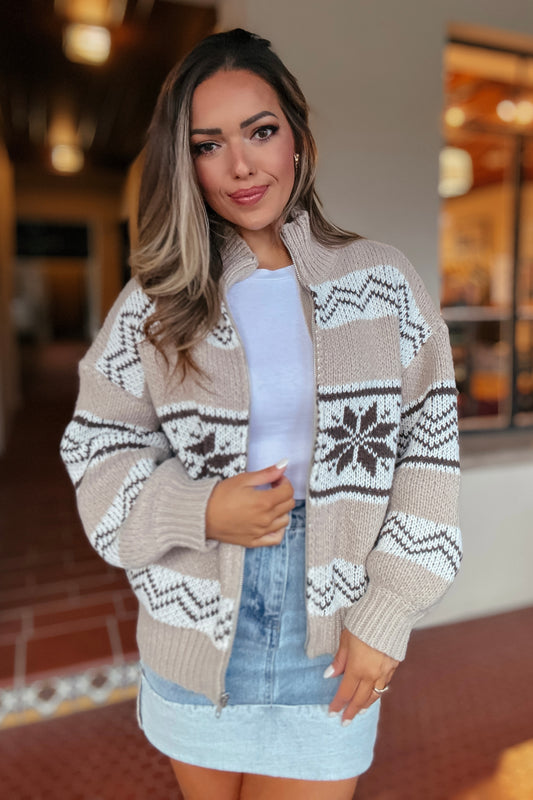 Jamie Long Sleeve Collared Fair Isle Sweater Jacket
