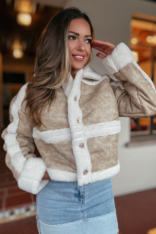 Gabrielle Sherpa Lined Cropped Coat