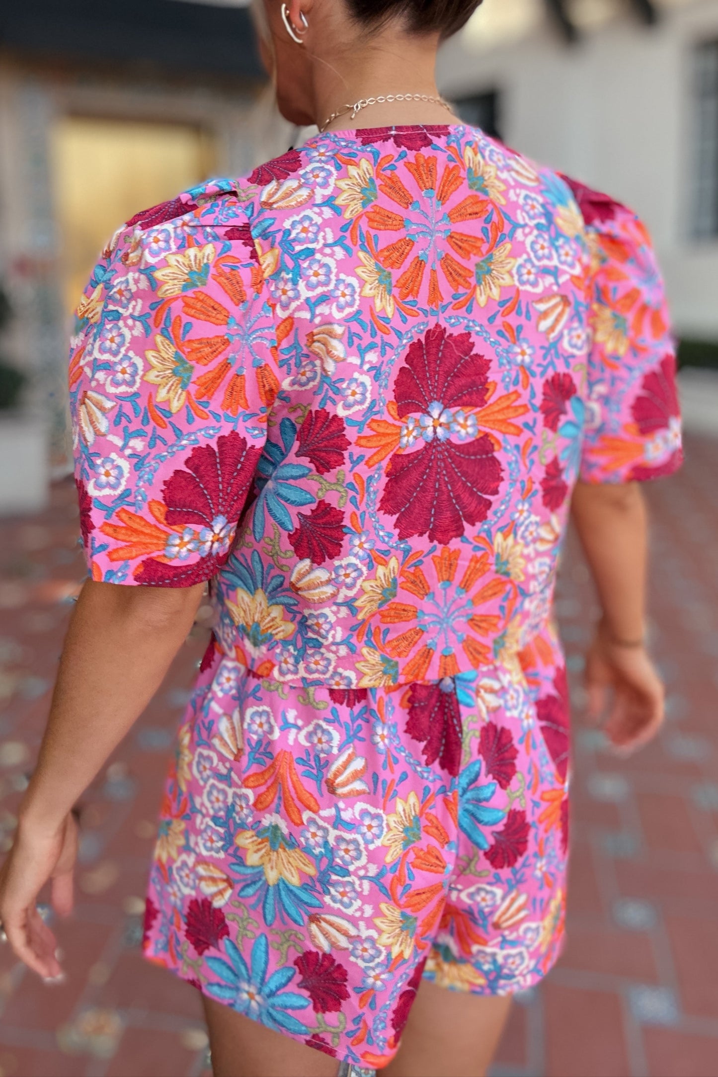 Lola Hot Pink Floral Bow-Tie Cropped Top