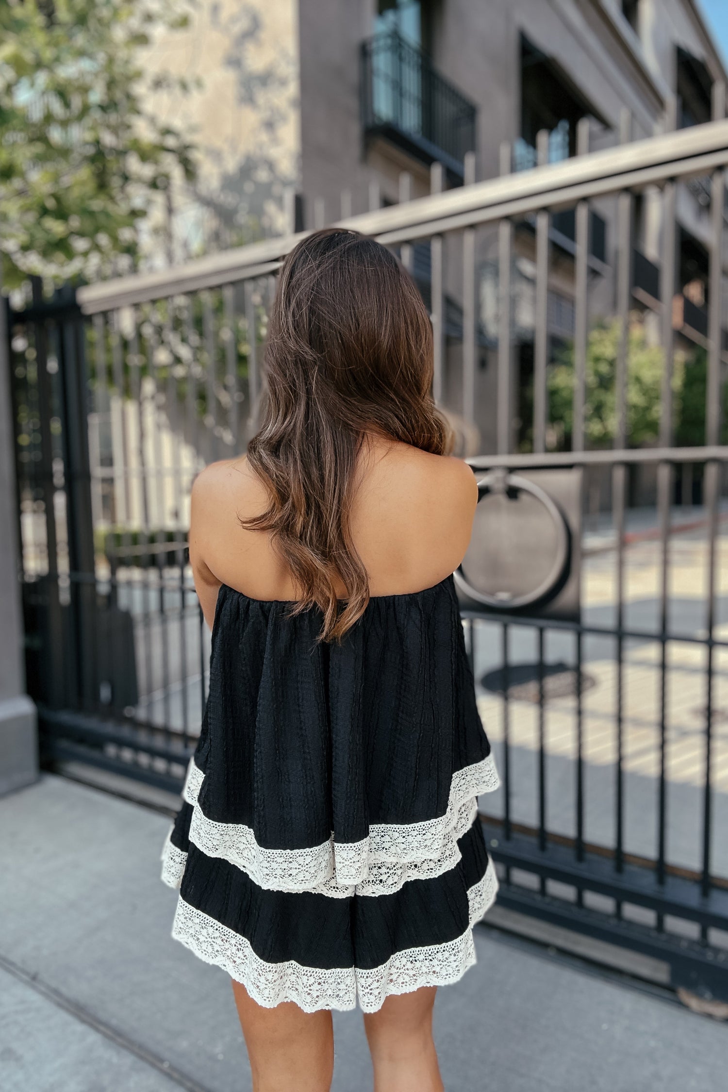 Rachel Black Strapless Romper Dress Thomas and Rye Rachel Black Strapless Romper Dress Thomas and Rye