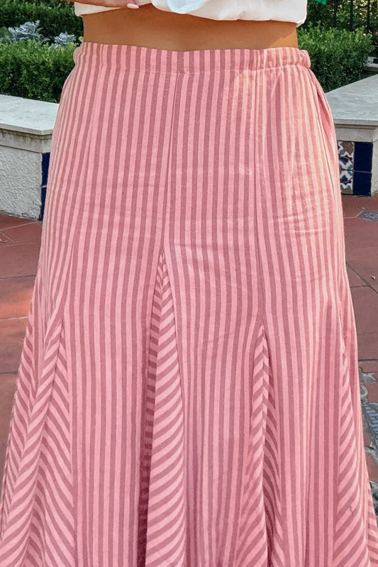 Charlie Pink Striped Maxi Skirt