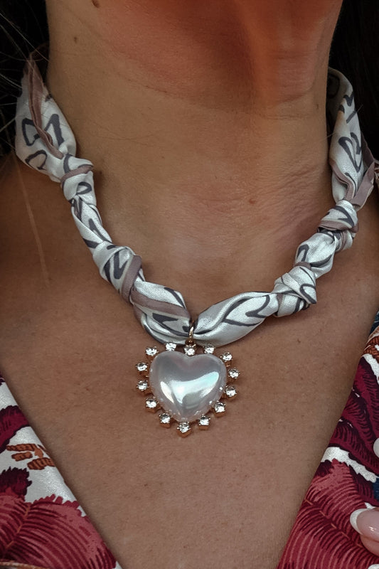 Tan Heart Satin Bandana Necklace