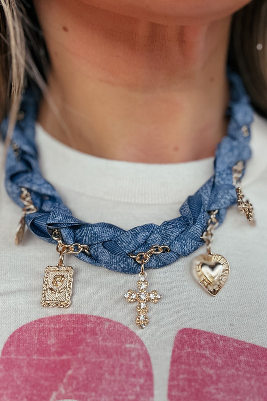 Denim Charm Bandana Necklace