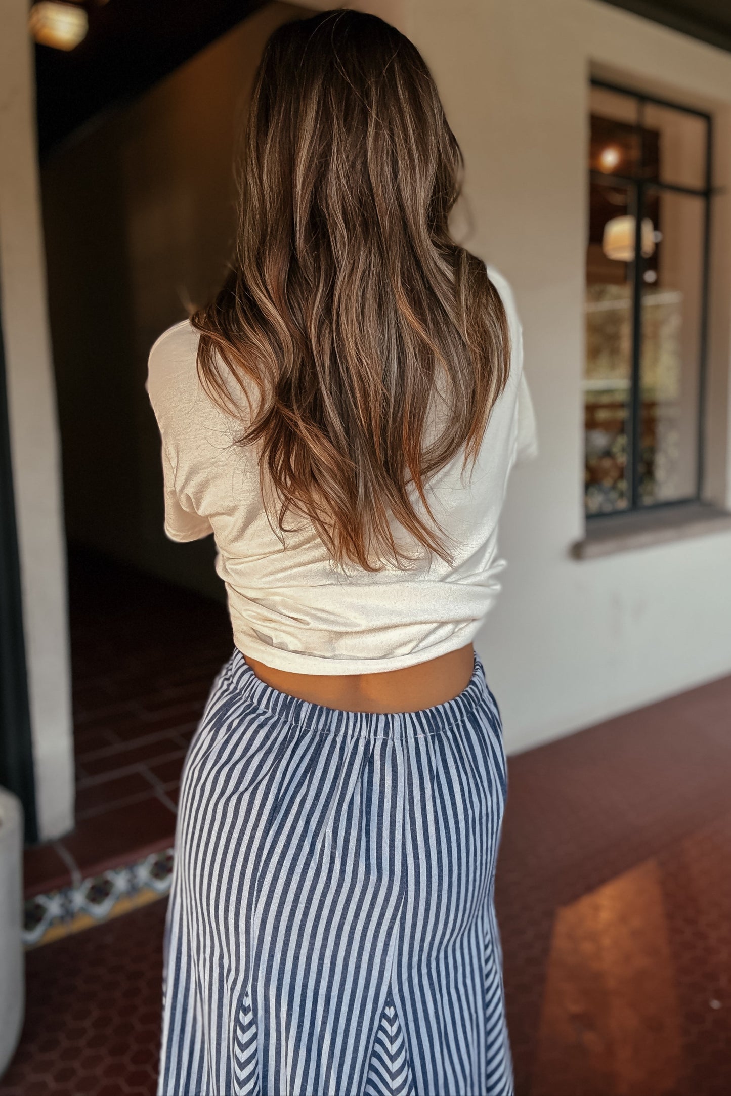 Talia Blue Striped Maxi Skirt