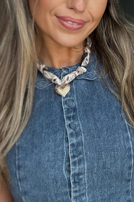 Black Heart Satin Bandana Necklace