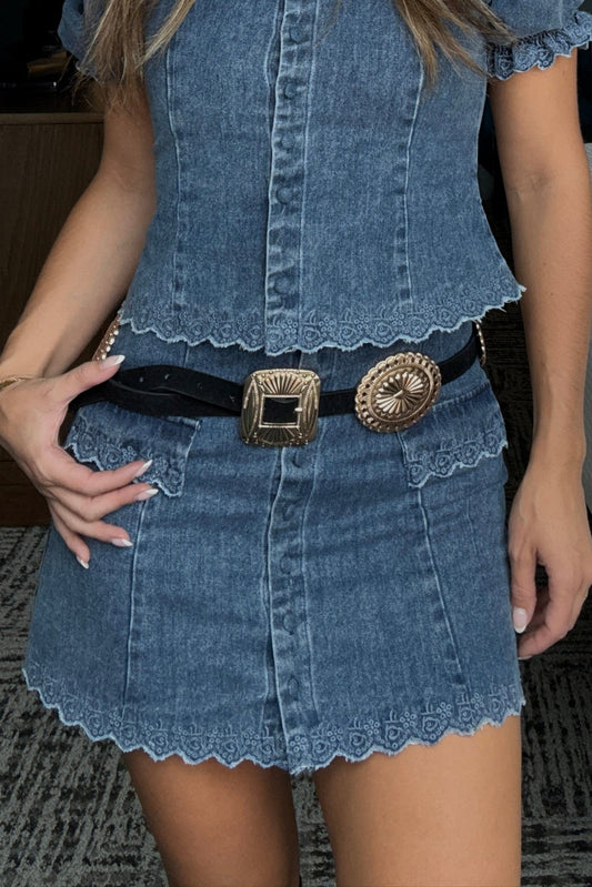 Crew Denim Mini Skirt