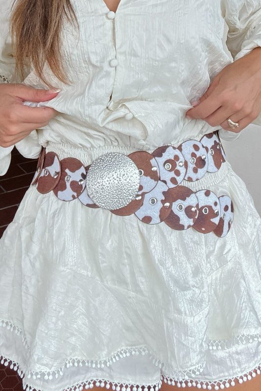 Faux Cowhide Circle Belt