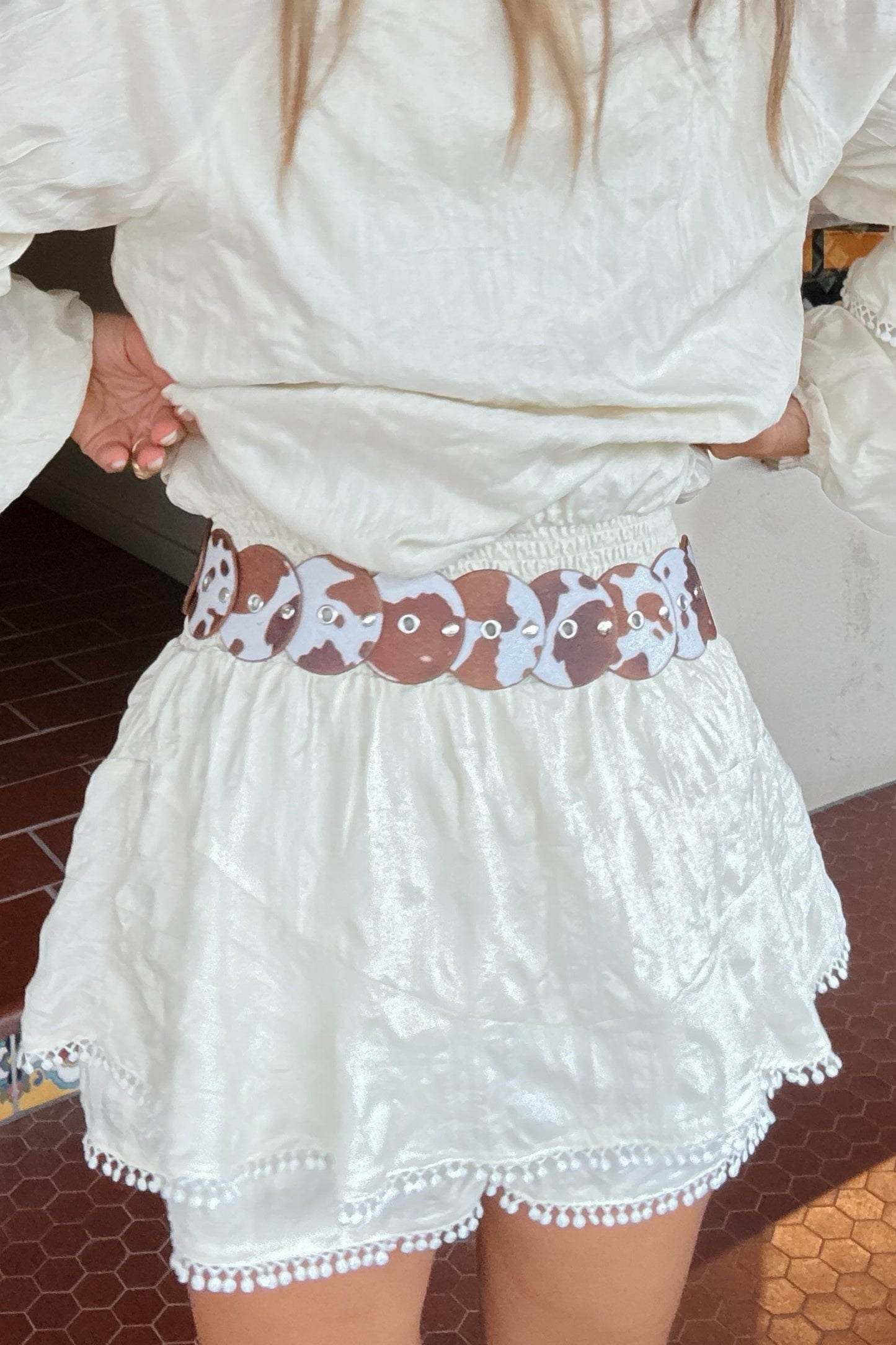 Faux Cowhide Circle Belt
