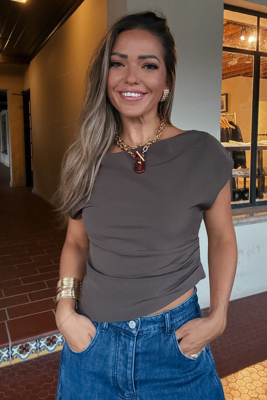 Riley Chocolate Brown Assymetrical top