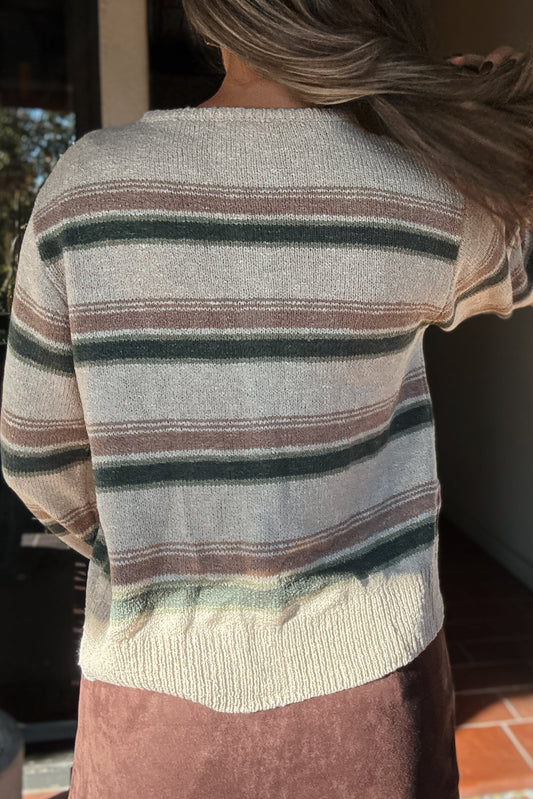 Tess Striped Striped Button Down Cardigan