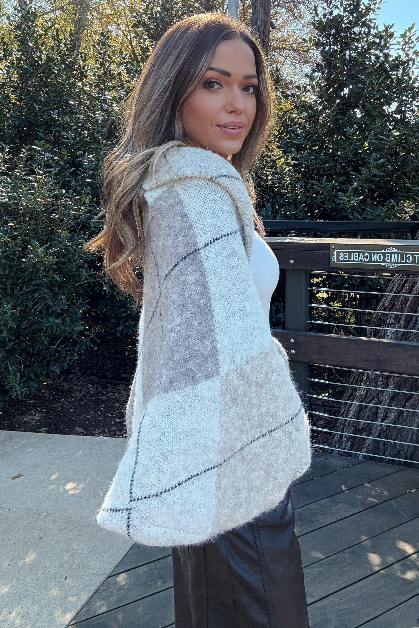 Wren Grey Argyle Sweater Shrug