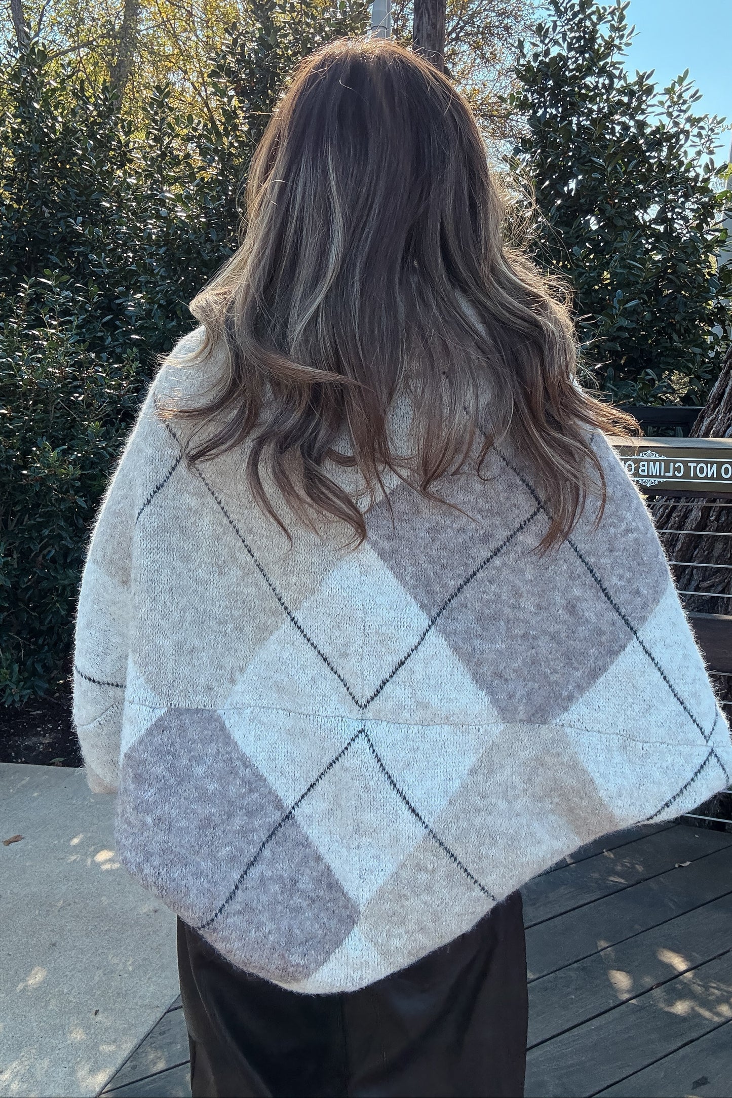 Wren Grey Argyle Sweater Shrug