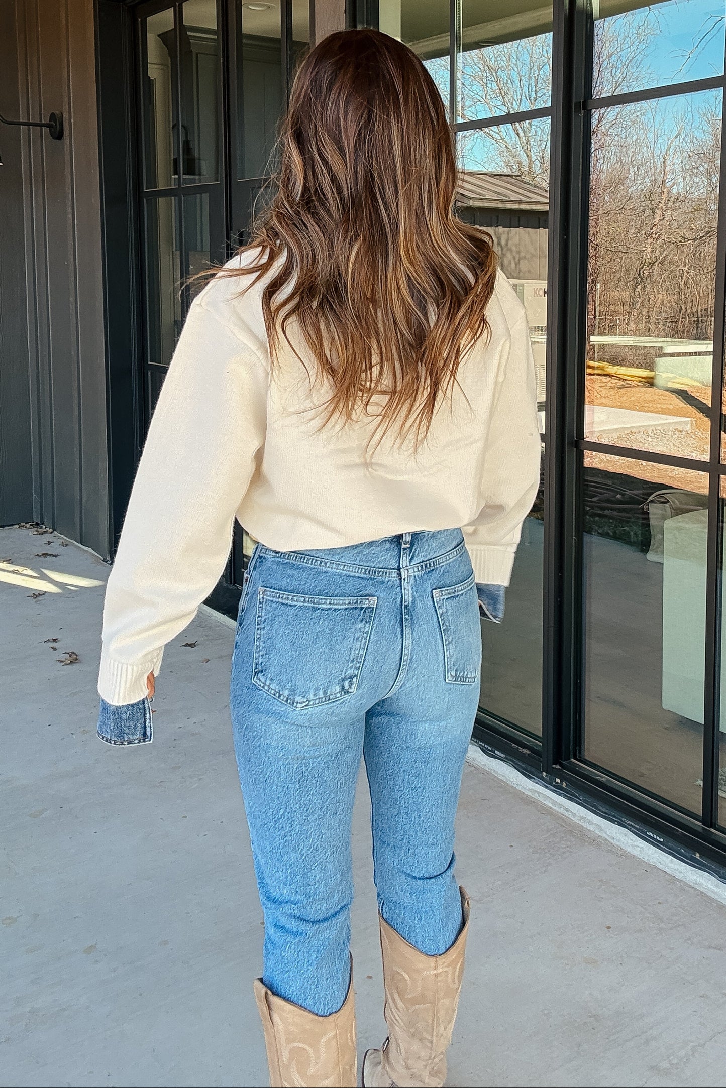 Lauren Cream Denim Contrast Sweater