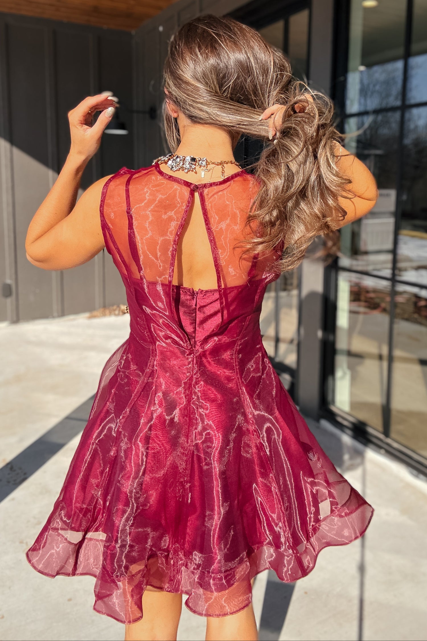 maroon organza dress Zaiwaraat by Arwah Maroon Embroidered Organza Gown with Beaded Dupat The Zaibai