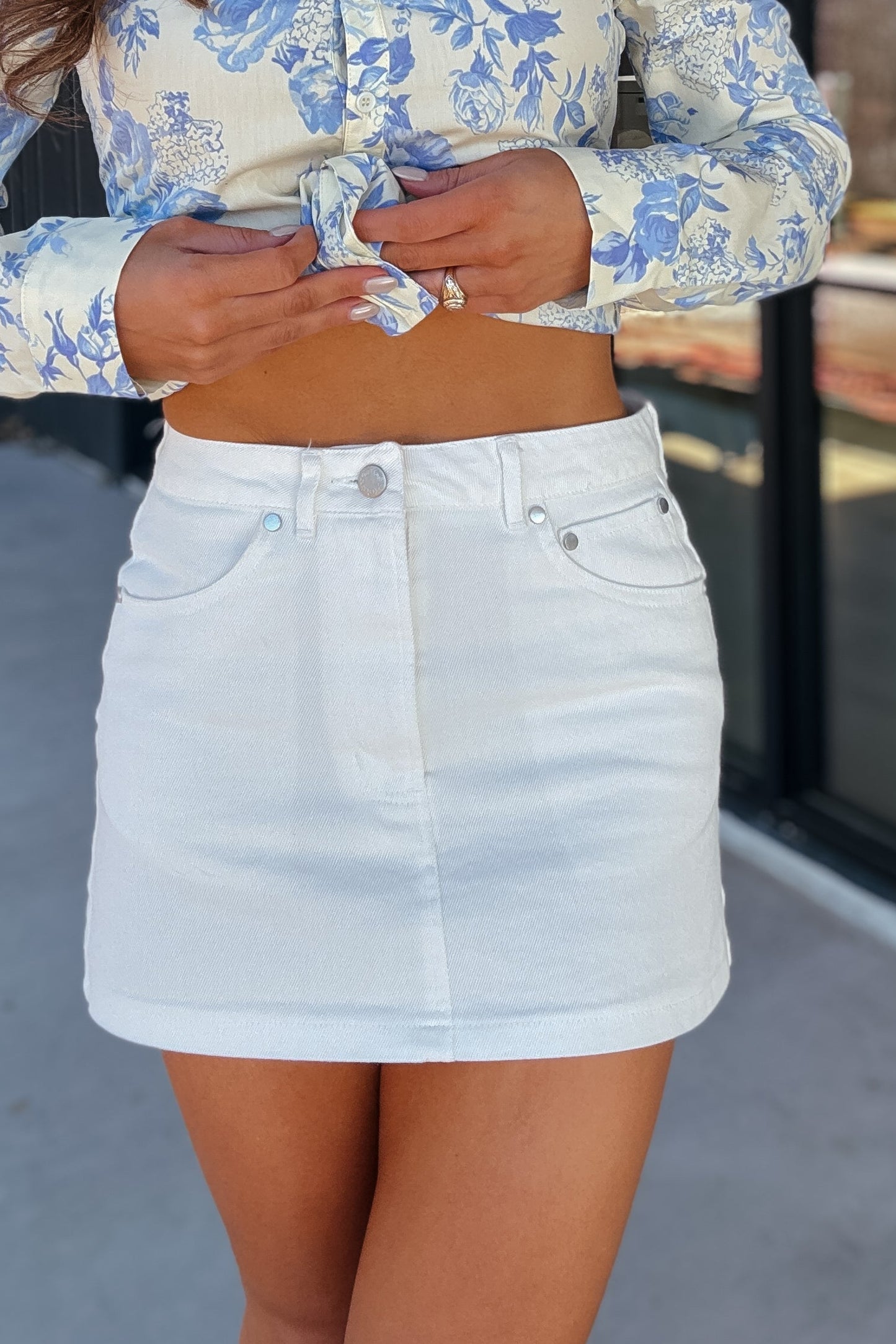 Tatum White Denim Mini Skirt