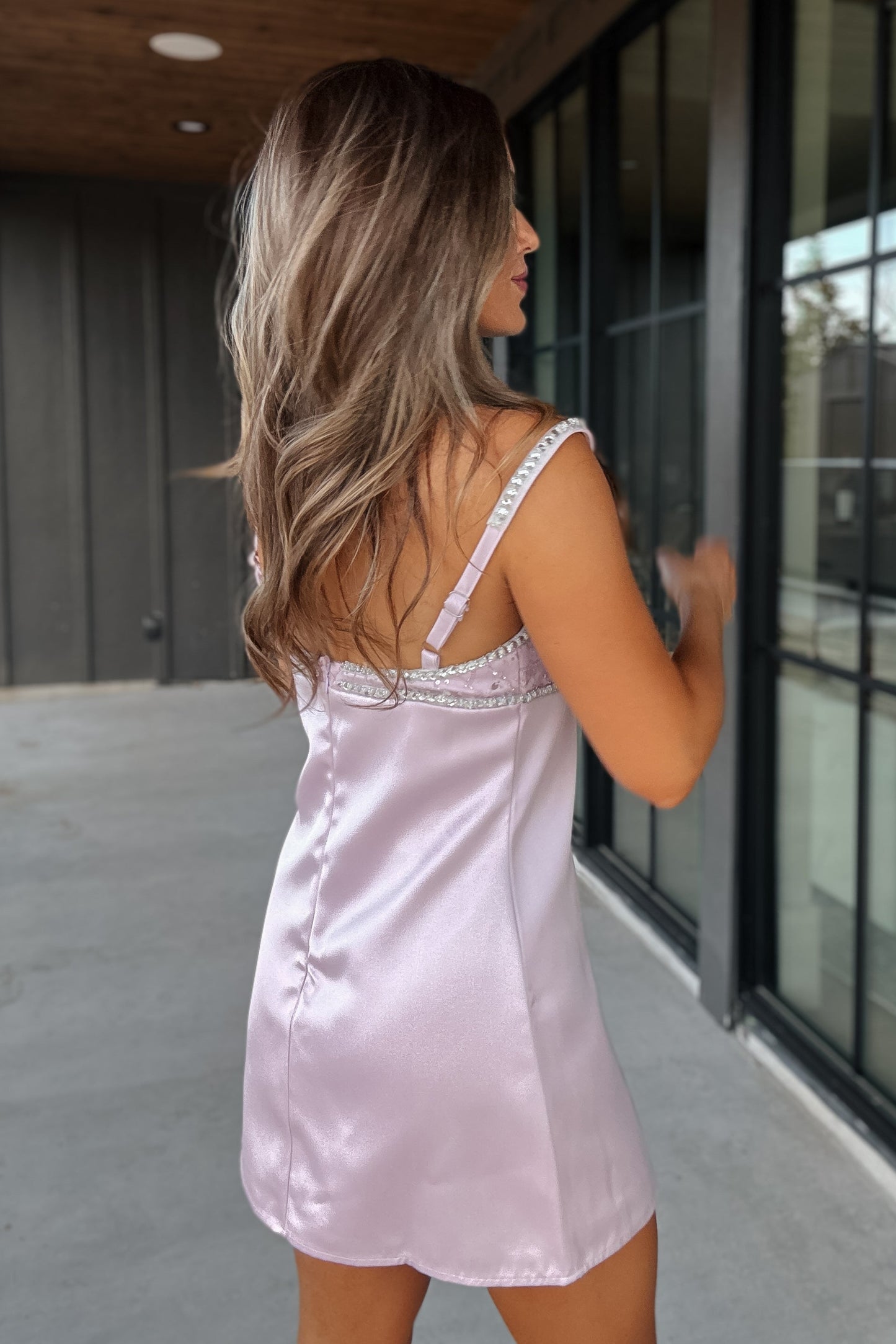 Kirsten Pink Babydoll Embellished Mini Dress