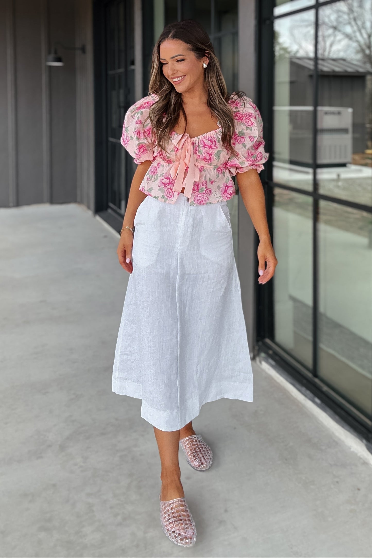 Lila Pink Bloom Crop Top
