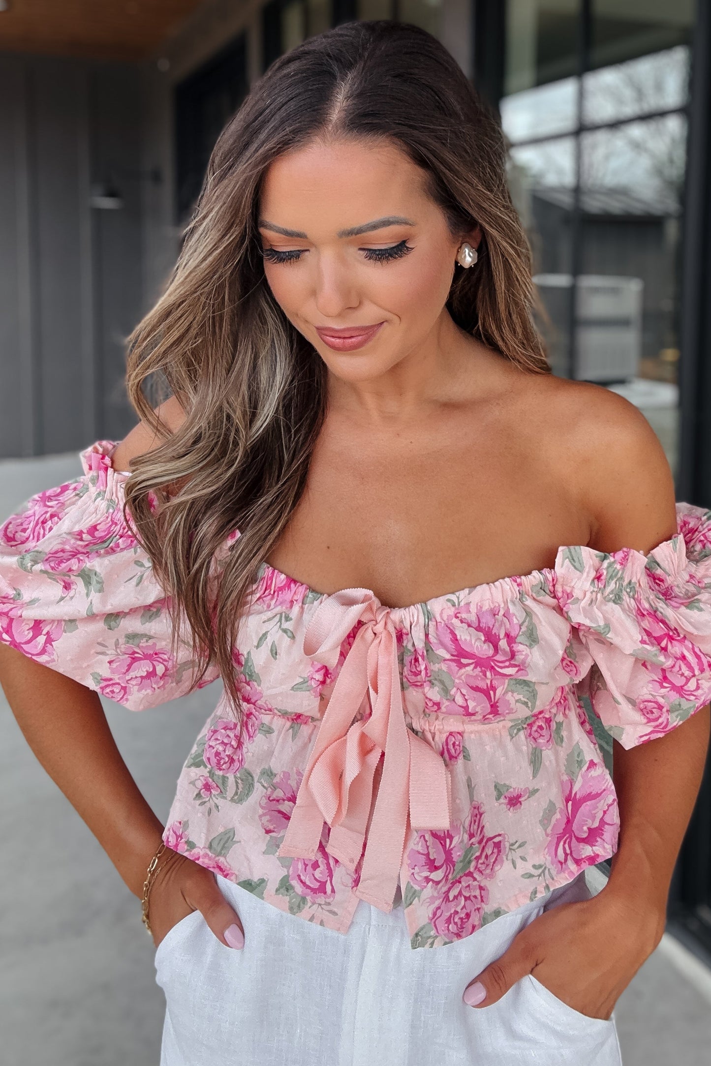 Lila Pink Bloom Crop Top