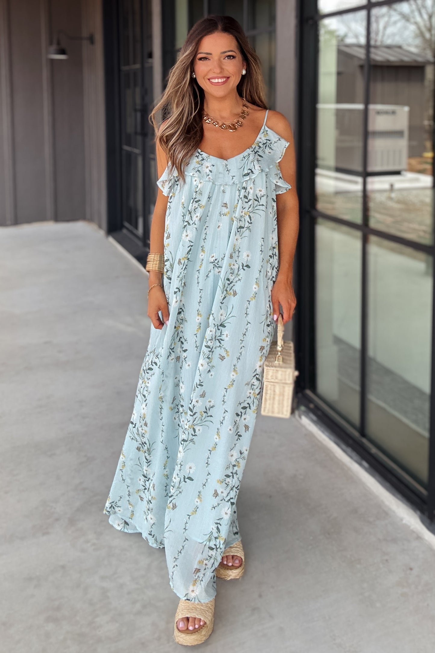 Daphne Blue Garden Maxi Dress