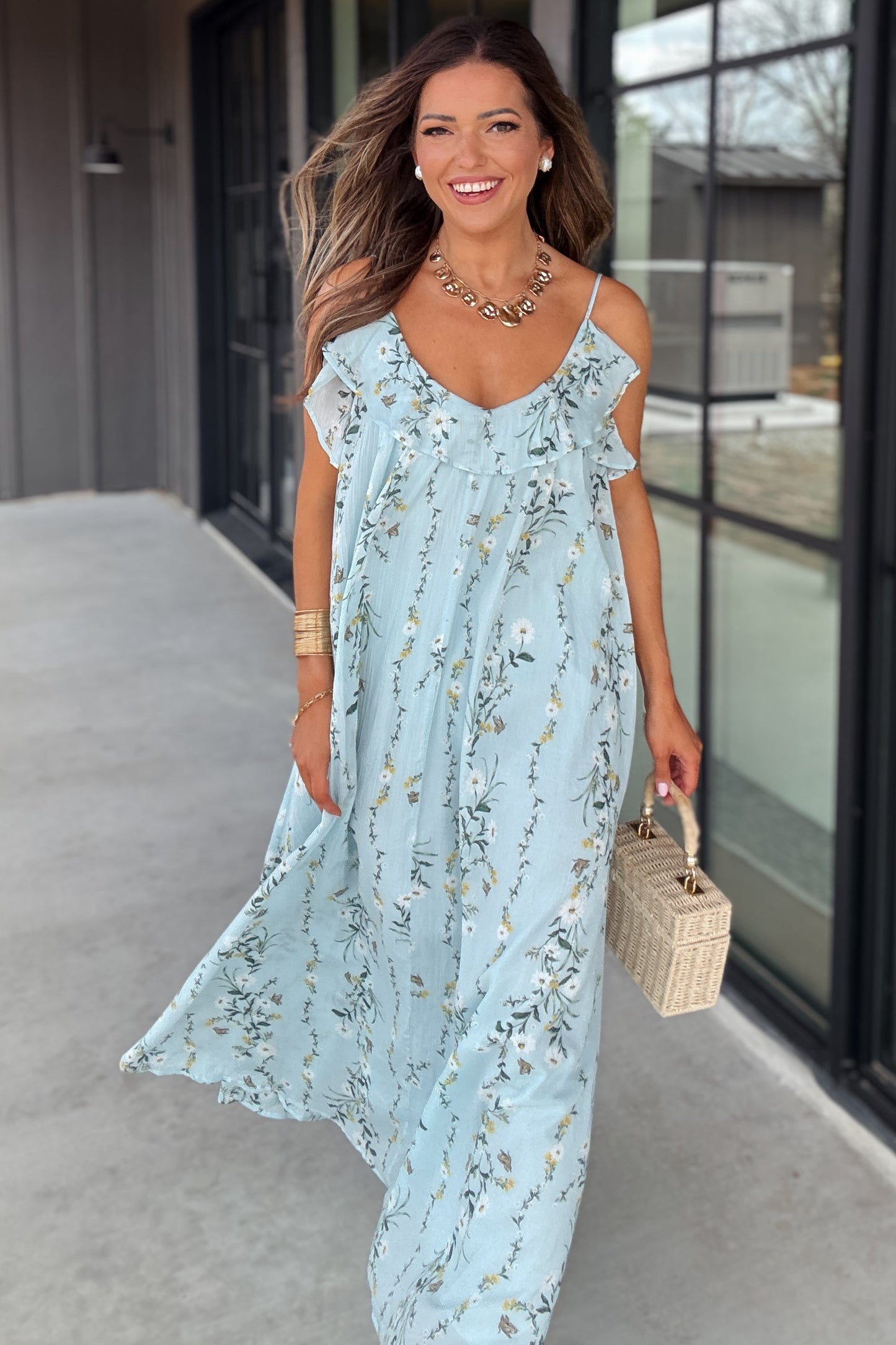 Daphne Blue Garden Maxi Dress