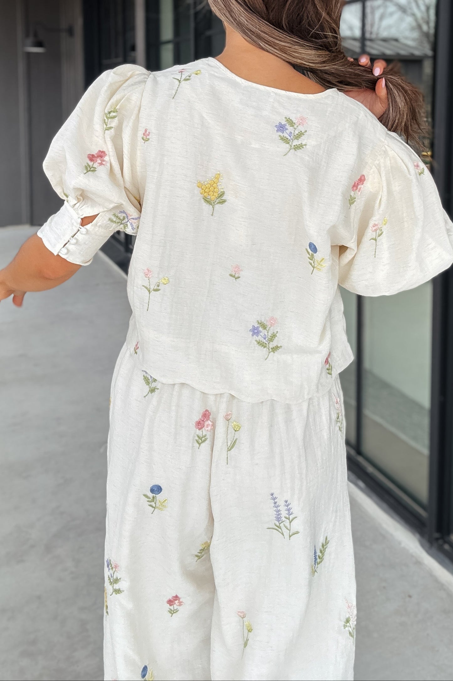 Lucy Cream Floral Pant Set