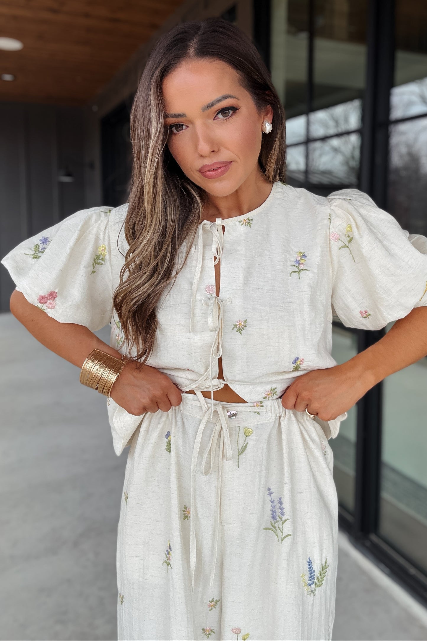 Lucy Cream Floral Pant Set