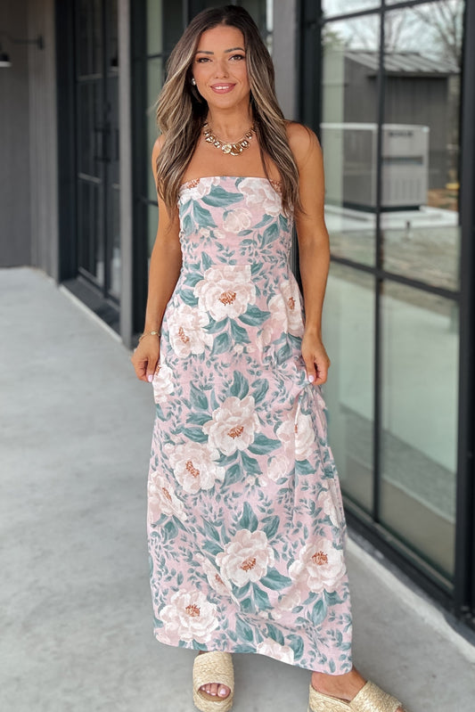 Kristen Floral Strapless Maxi Dress