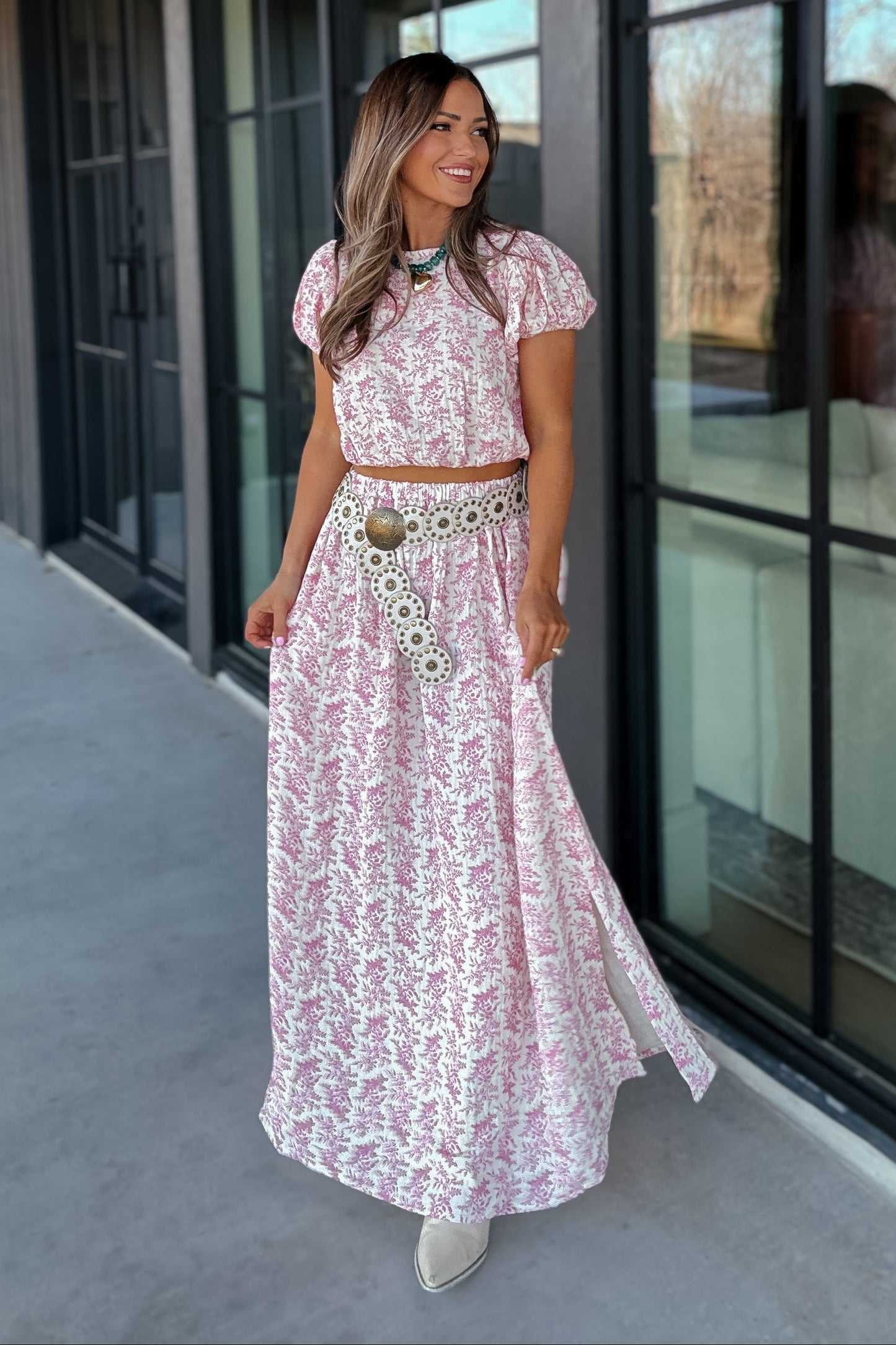 Tessa Pink Floral Maxi Skirt