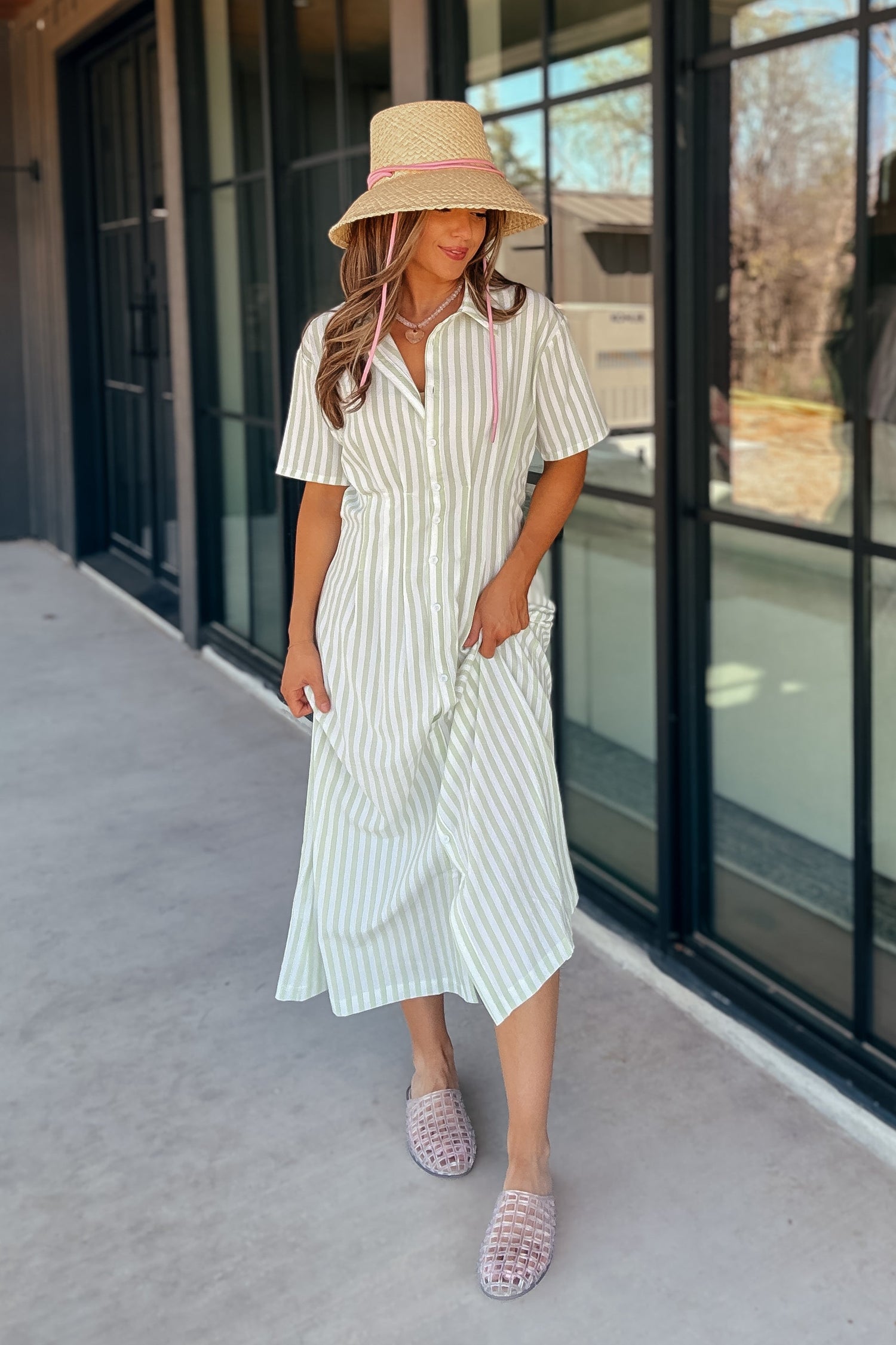 Parker Green Striped Maxi Dress Parker Green Striped Maxi Dress