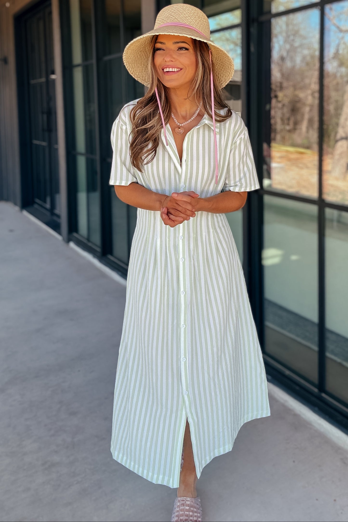 Parker Green Striped Maxi Dress