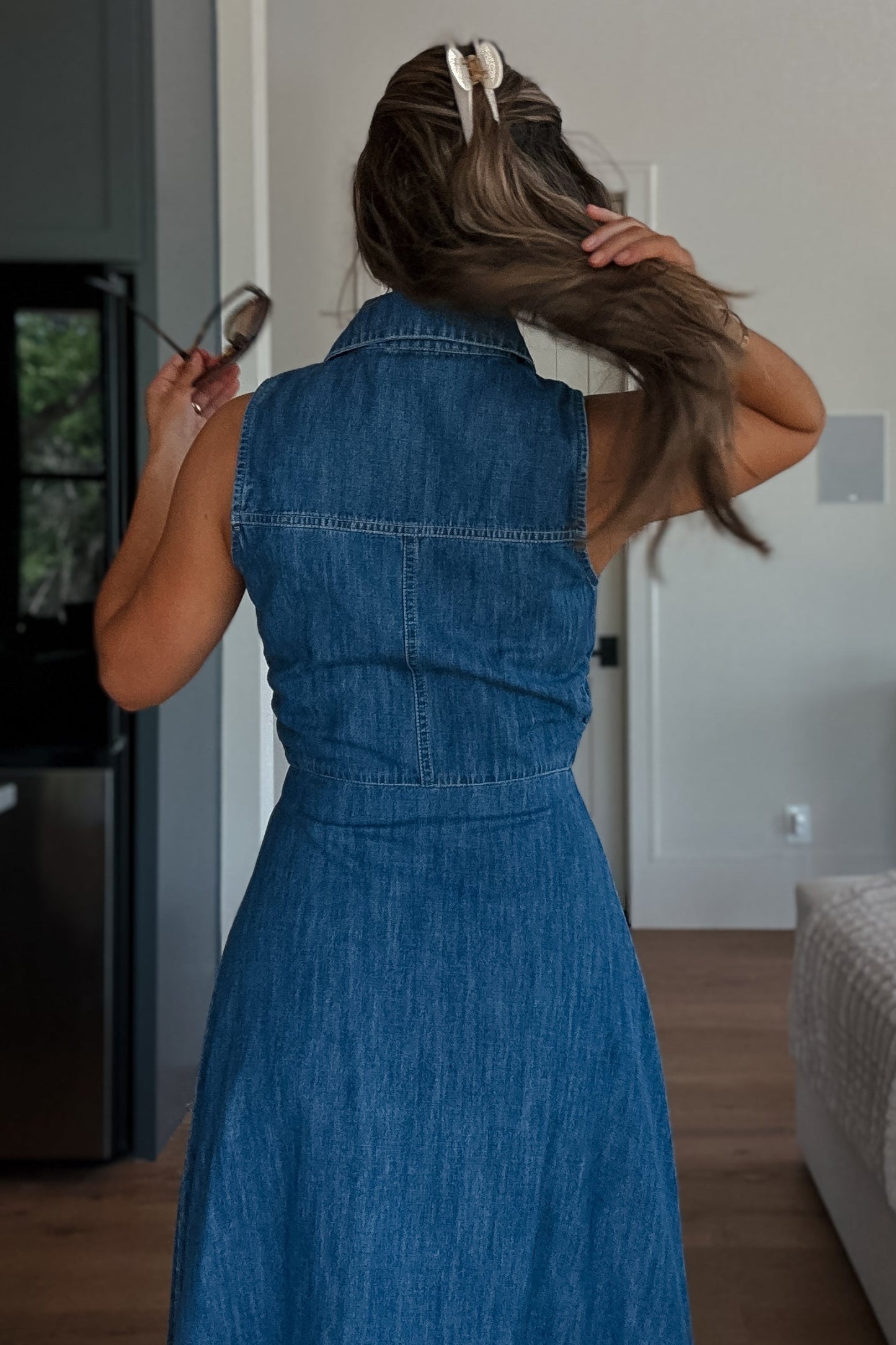 Capri Collared Button Down Denim Dress