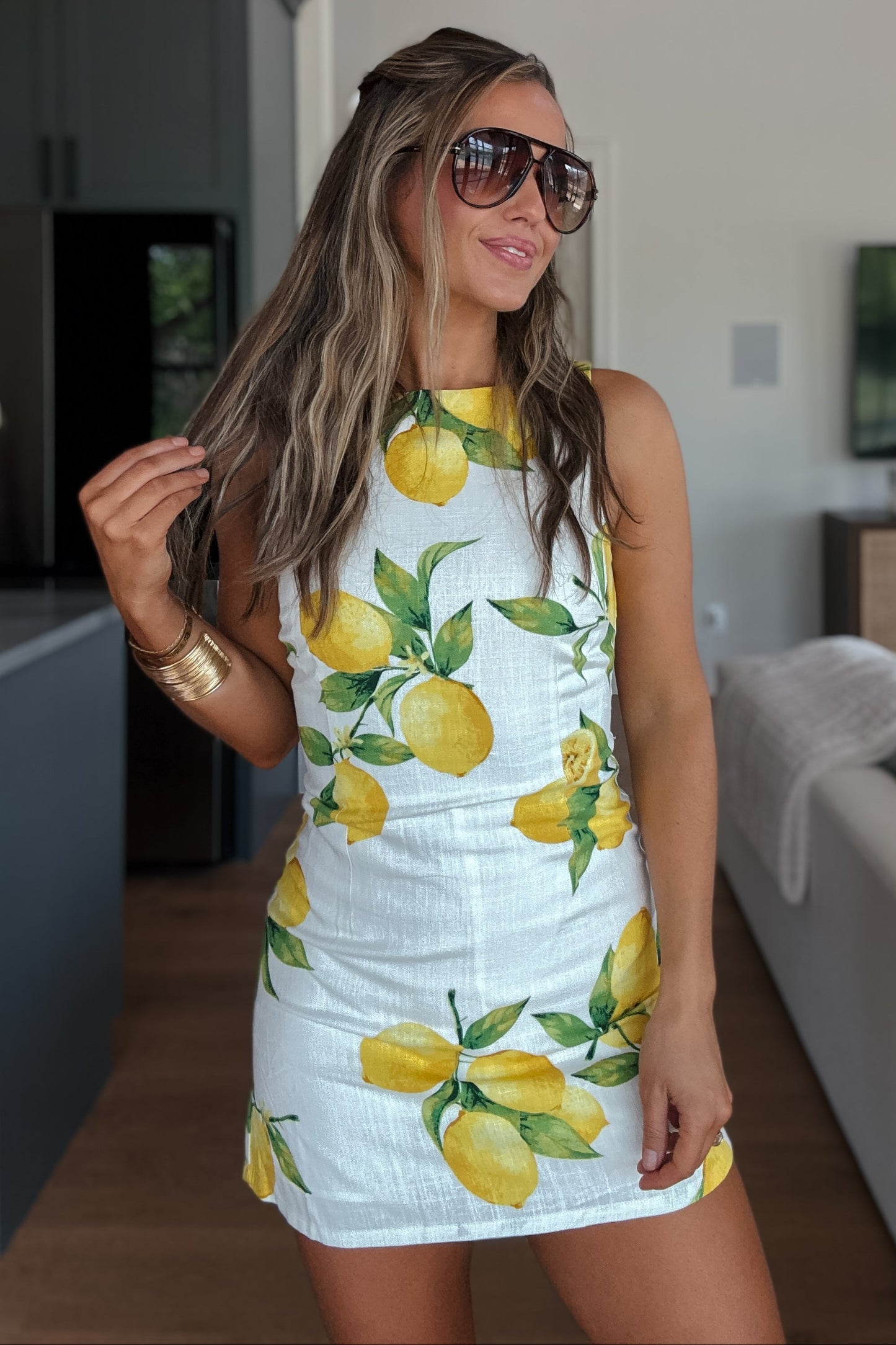 Gia Linen Lemon Mini Dress [PETITE]