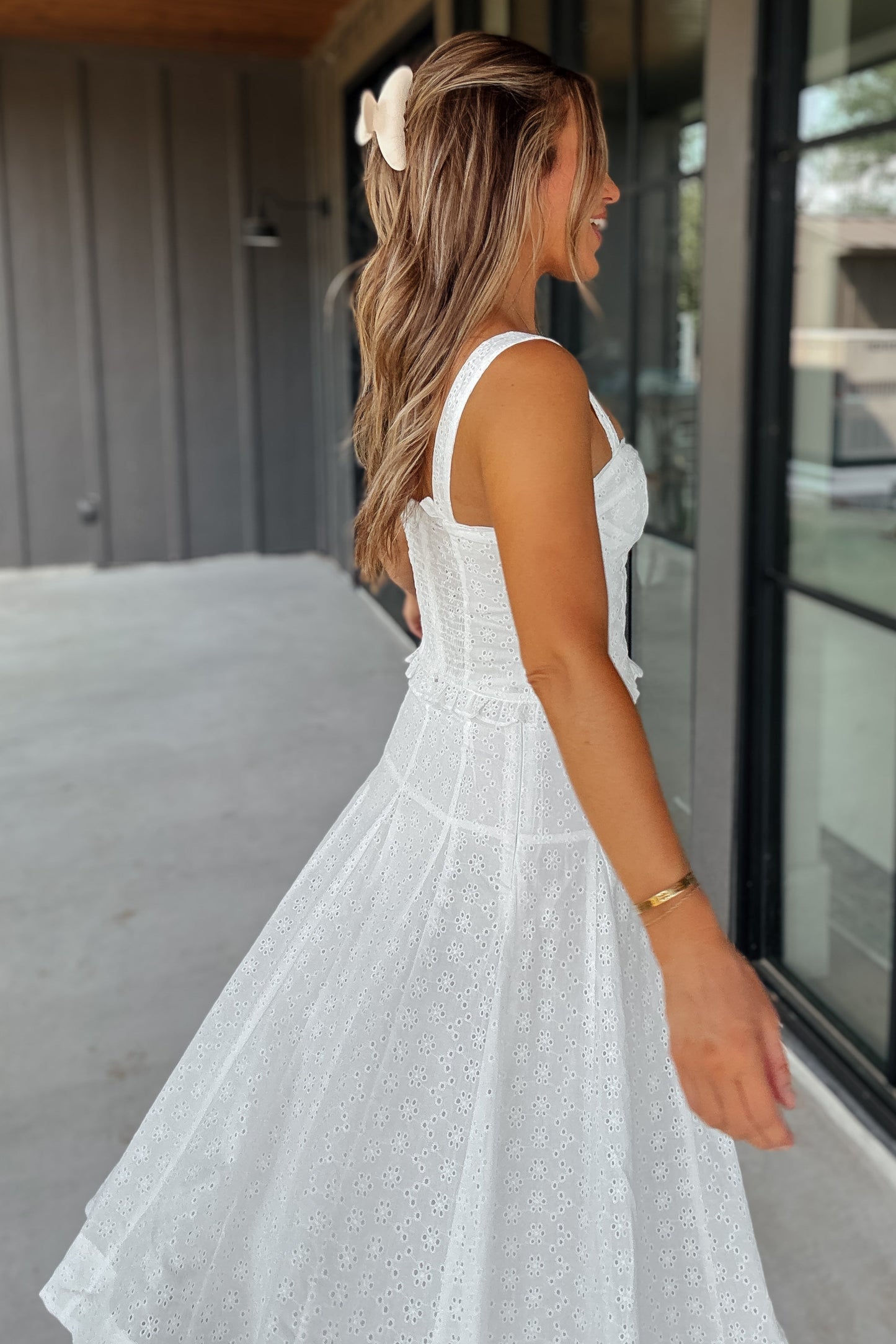 Nina White Eyelet Top