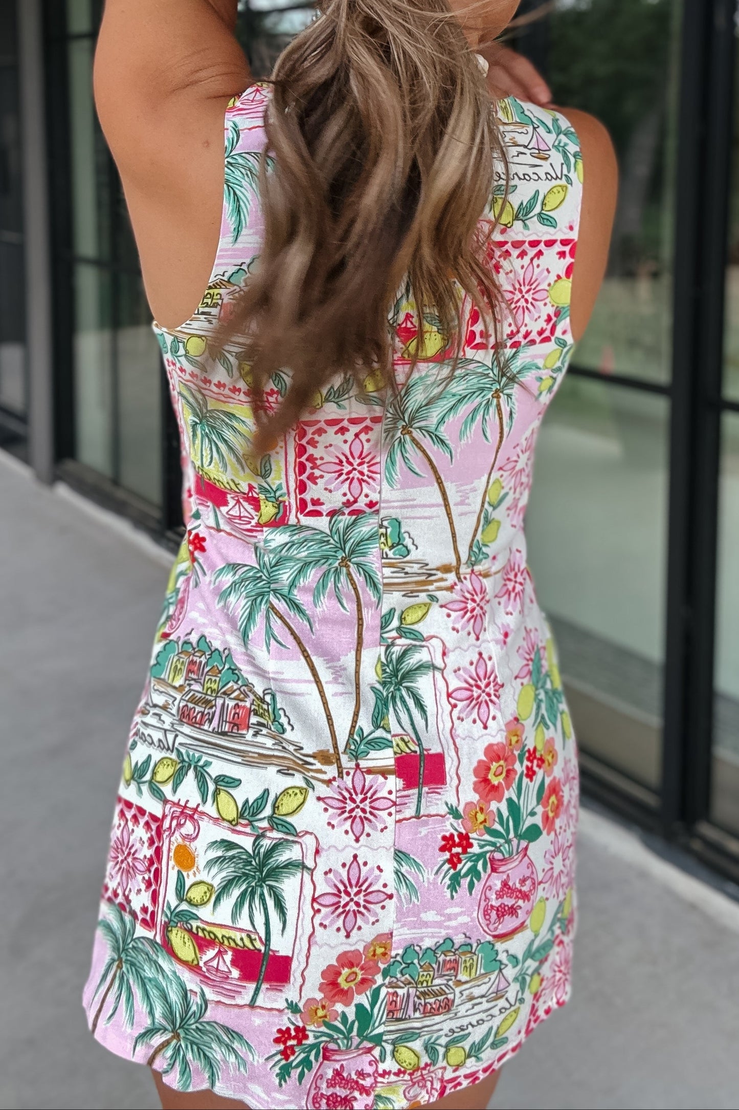 Mira Tropical Boatneck Mini Dress [PETITE]