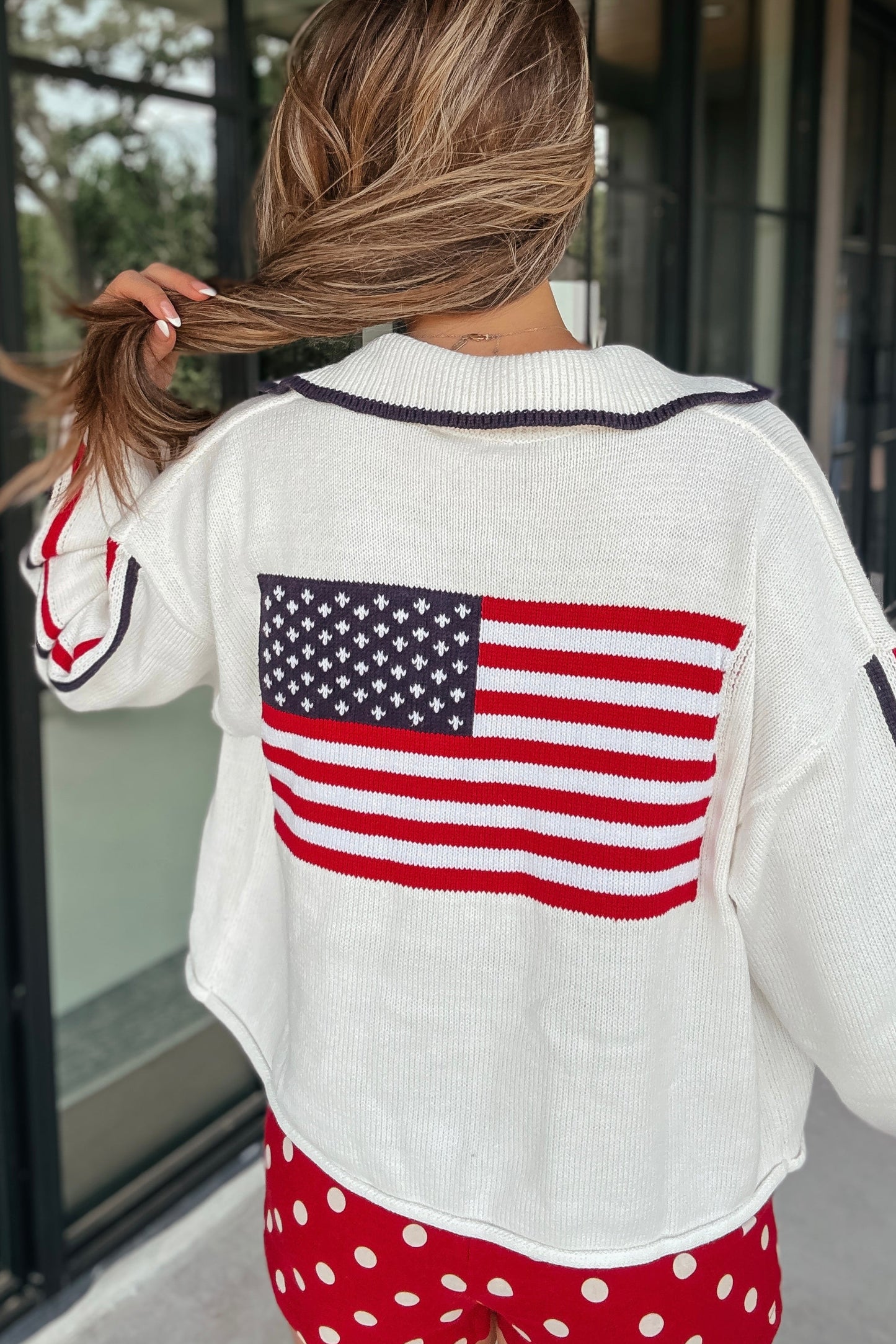 Hughes American Flag Zipper Sweater
